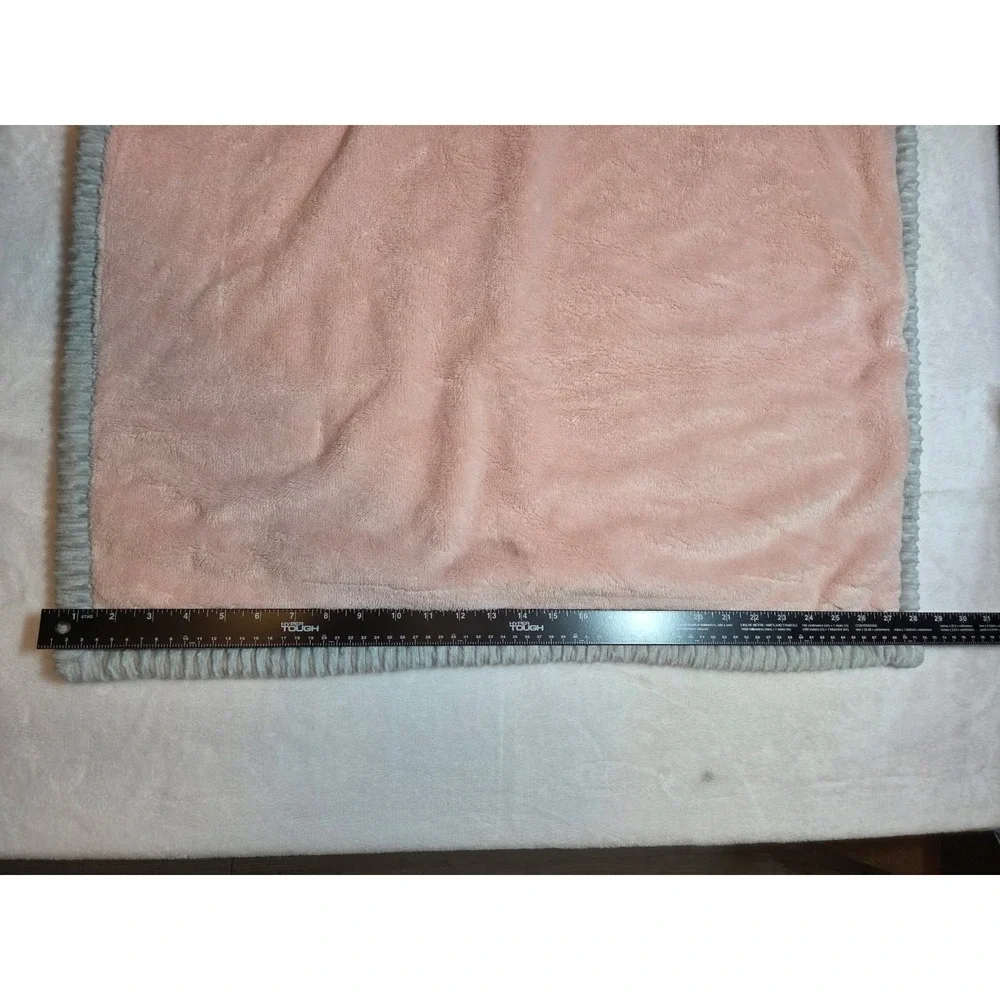 316 Pink Gray Plush Baby Blanket 30x36 Soft Fleece Nursery Security Lovey